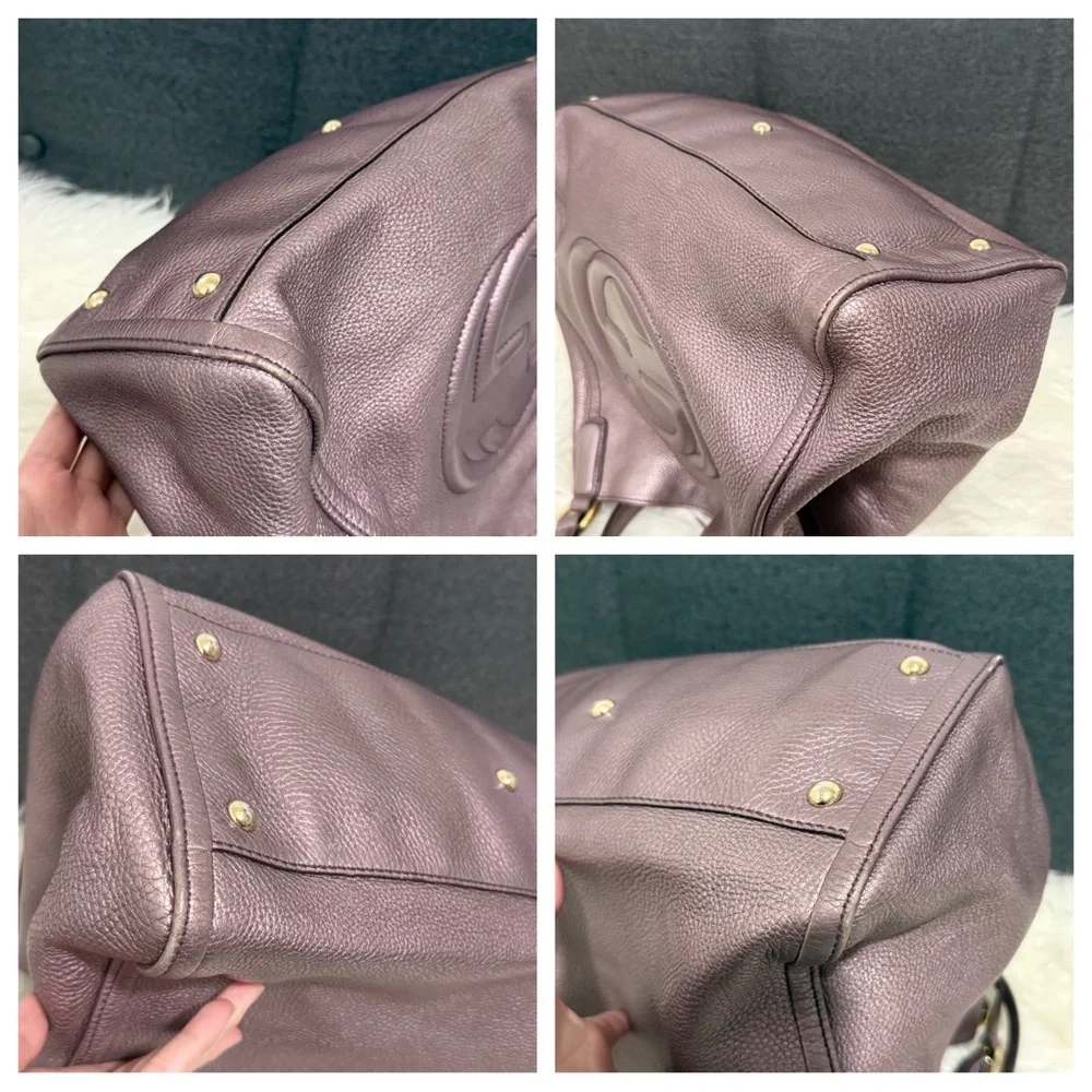 Gucci Dusty Mauve Leather Shoulder Bag with Tassel